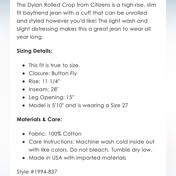 Citizens of Humanity - Dylan Rolled Crop in Misfit - Picture 11 of 11